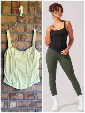 POPFLEX Corset Cami Tank Tap in Butter Yellow Bustier Style Large